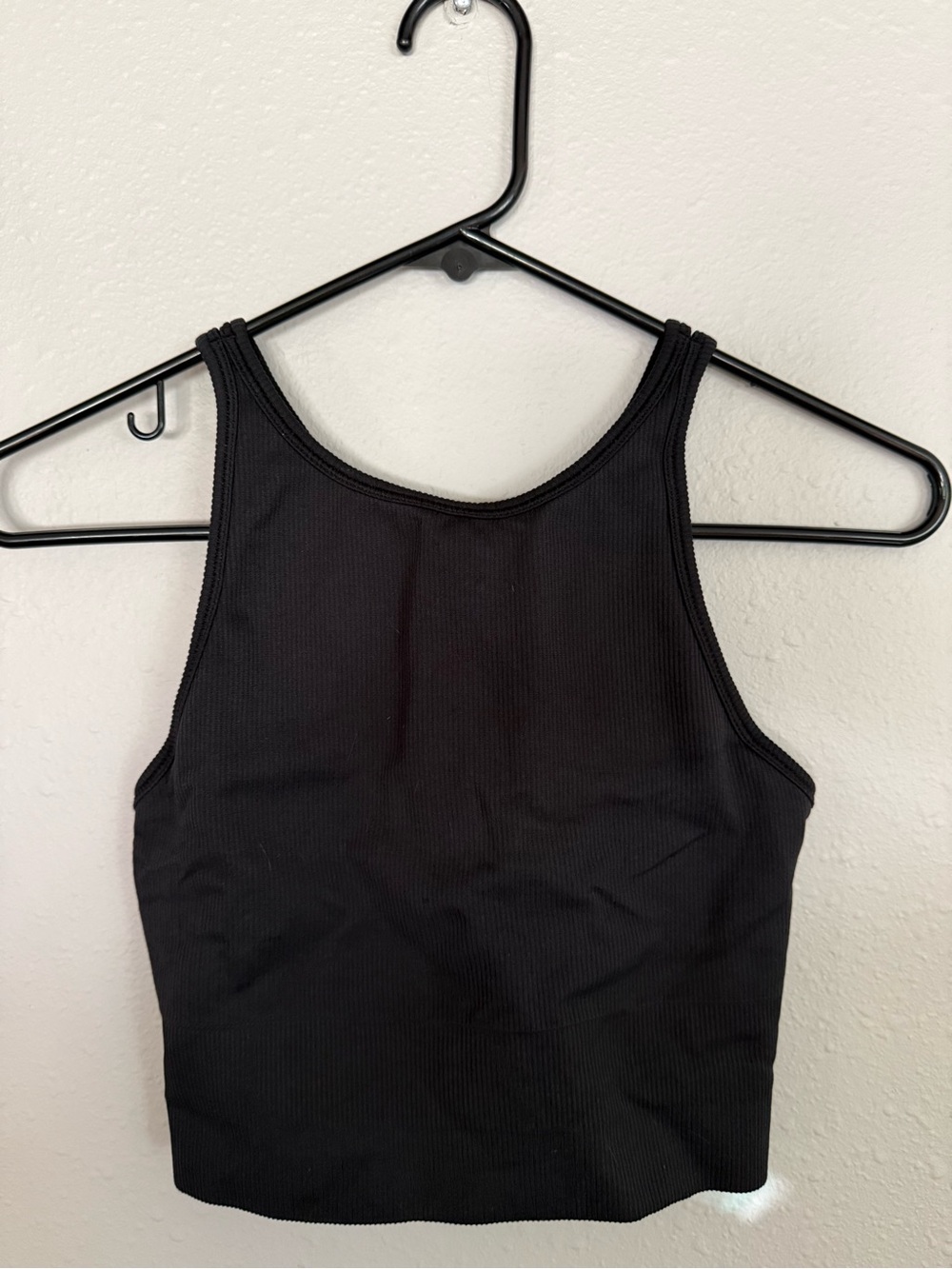 Ribbed High-Neck Tank Top Black